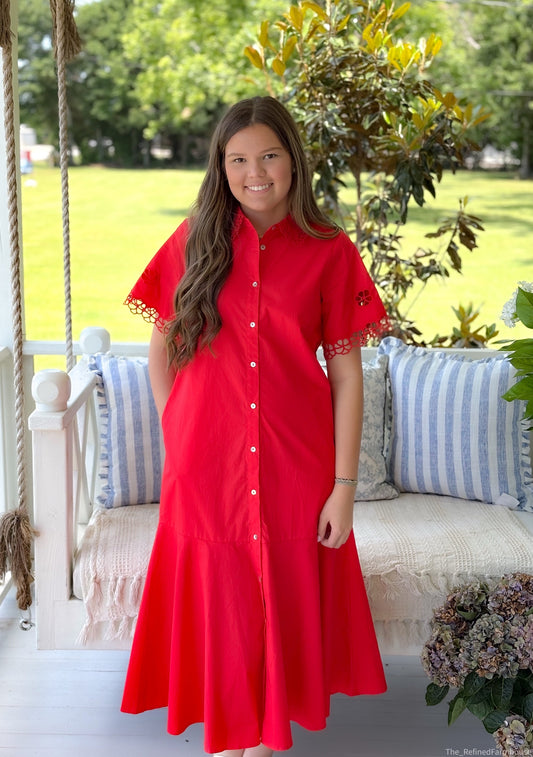 Scarlet Charm Midi Dress
