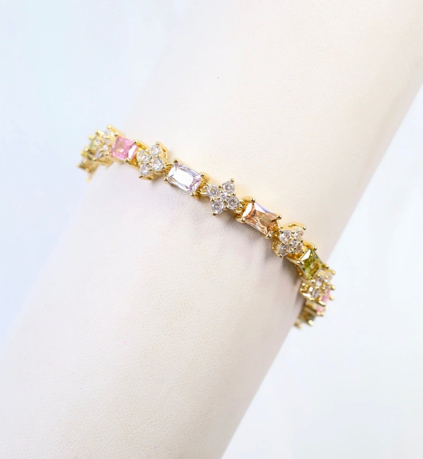 Belen Crystal and CZ Bracelet WR Gold