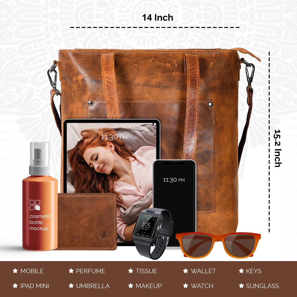Classic Leather Tote Bag Bunbury Camal