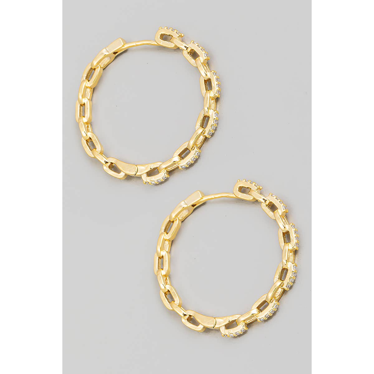 Solid Metallic Chain Hoop Earrings: G