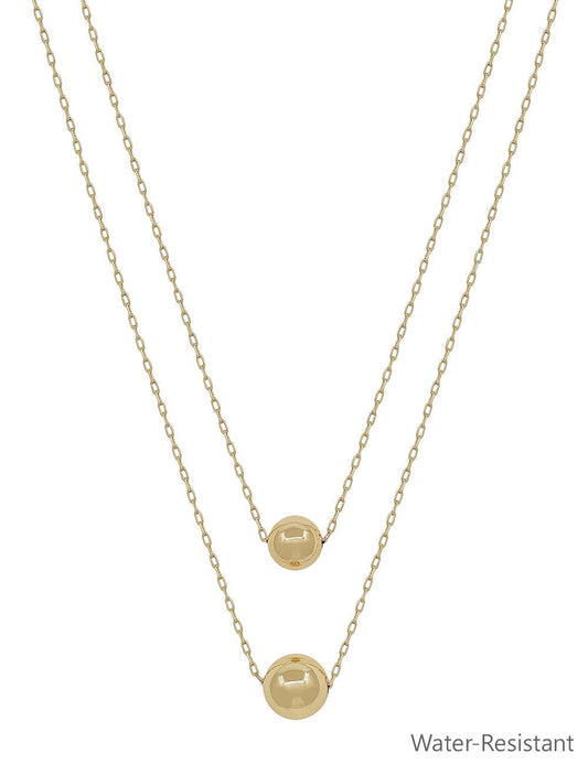 Water Resistant Double Layered 10mm&12mm Ball 16"-18" Necklace