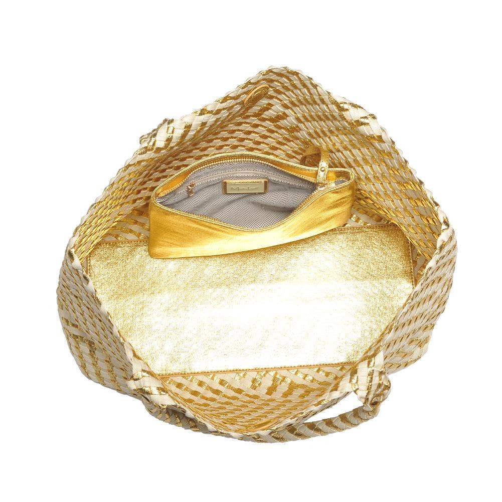 Solana Woven Tote: Gold Ivory