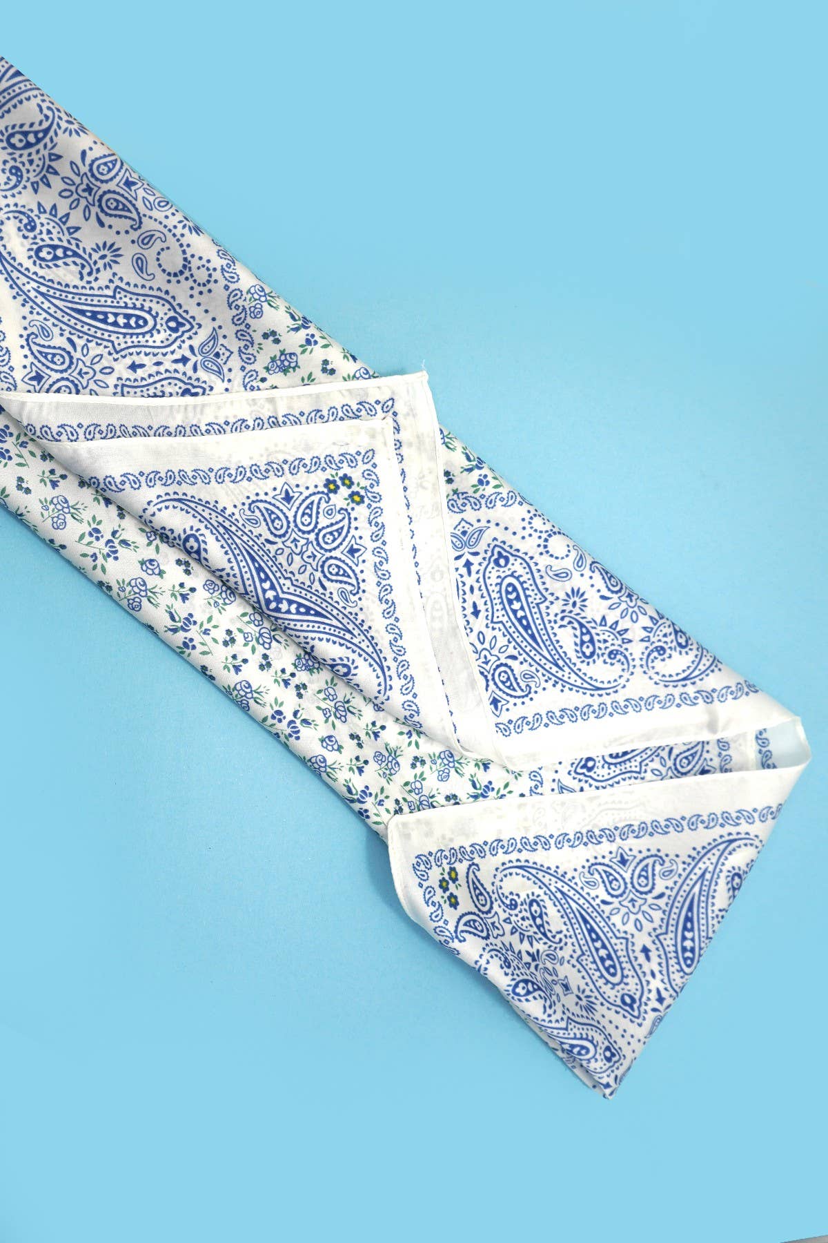 Blue Large Floral Toile Bandana Scarf