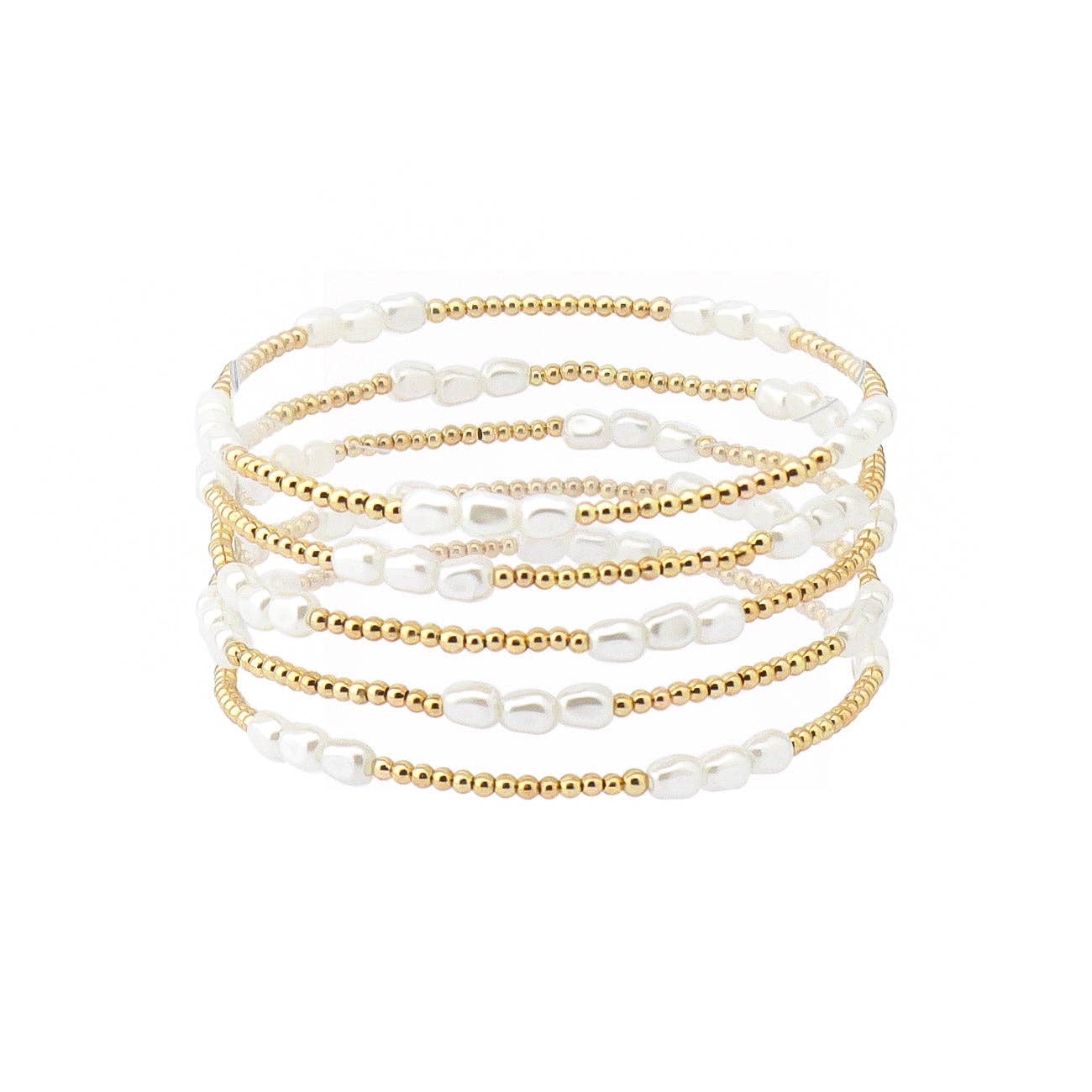 Gold Small Beaded with Pearl Cluster Set of 5