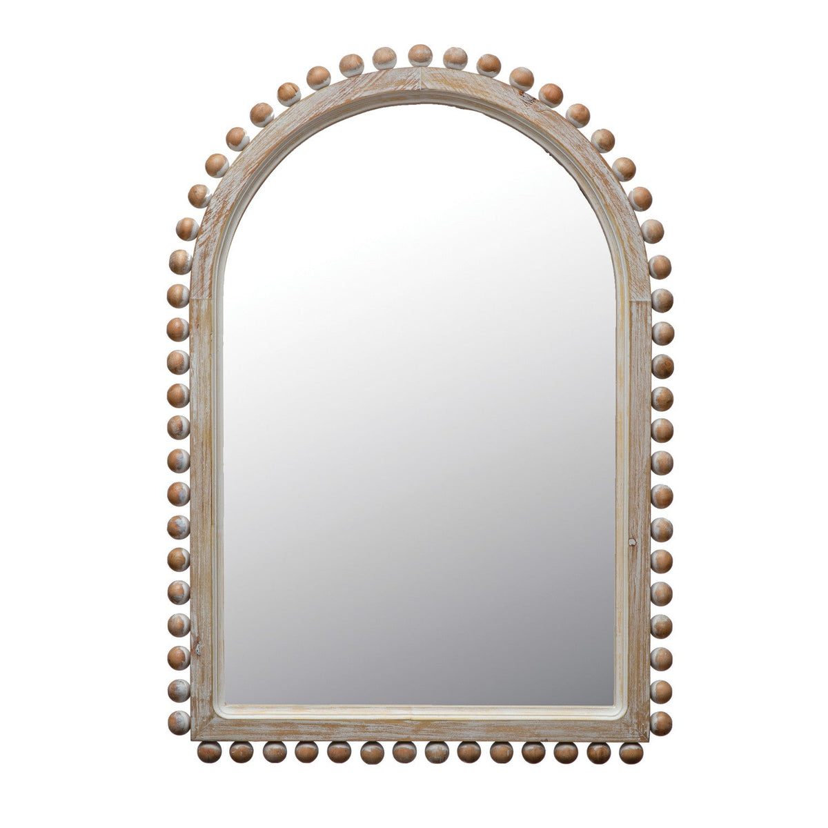 Wood Ball Arched Mirror
