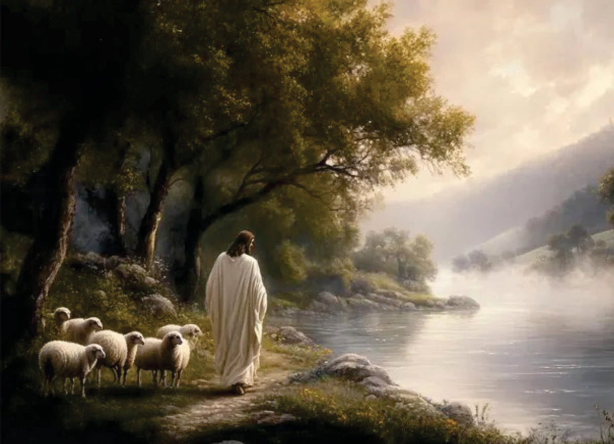 Jesus at River Framed Art: 12x18