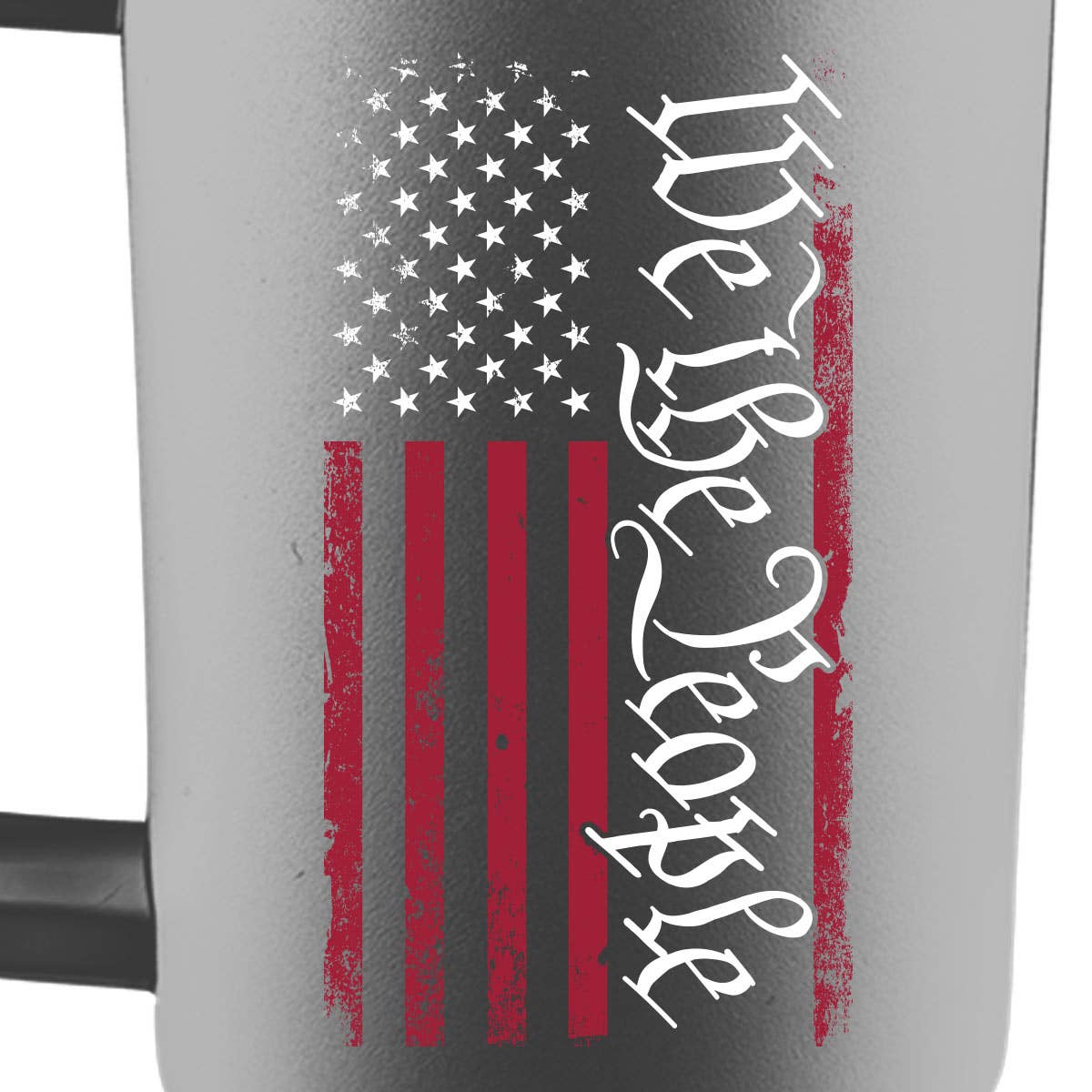 HOLD FAST 40 oz Steel Mug With Straw We The People Flag: Grey, 40 oz.
