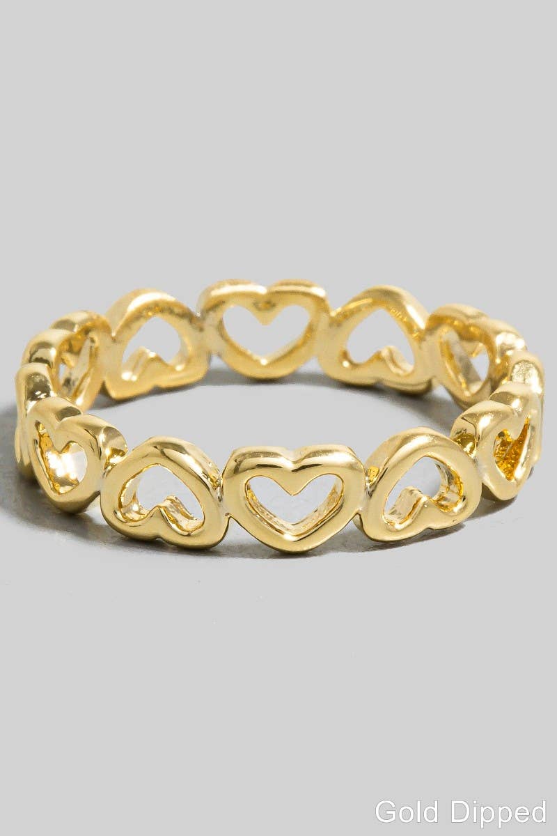Gold Dipped Heart Link Band Ring - 6.5