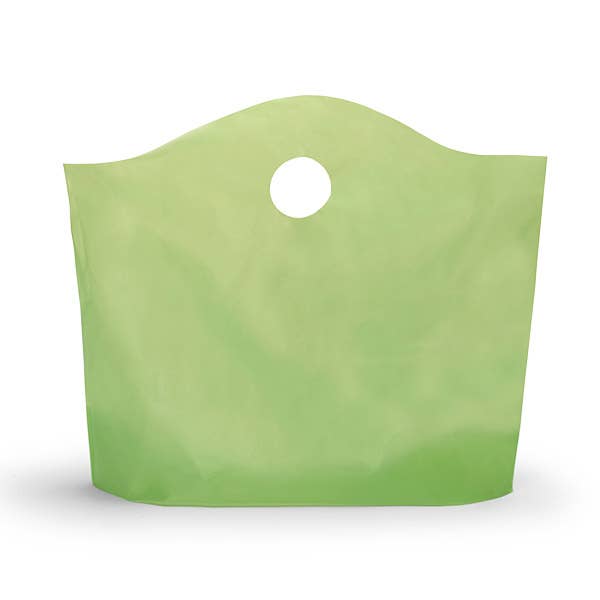 Wave Top Plastic Retail Merchandise Bags: Clear Frosted, Medium 18x15x6"