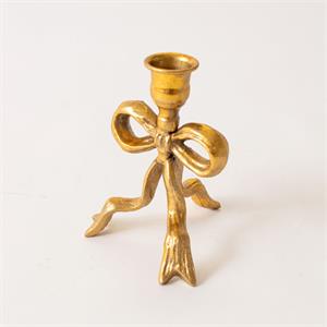 Candle Holder Metal Tied Bow | Gold