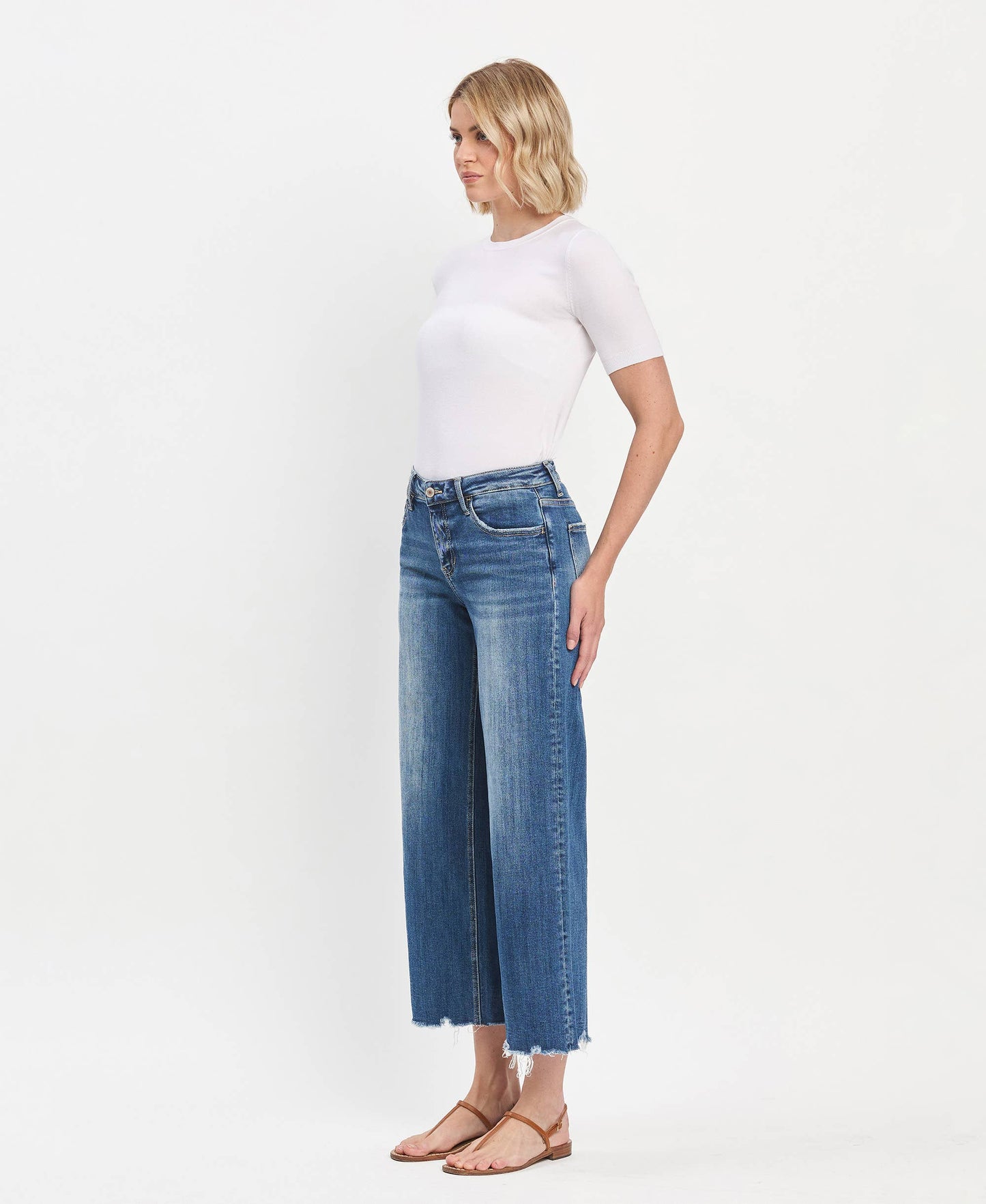 MID RISE RAW HEM WIDE JEANS-LOVERVET