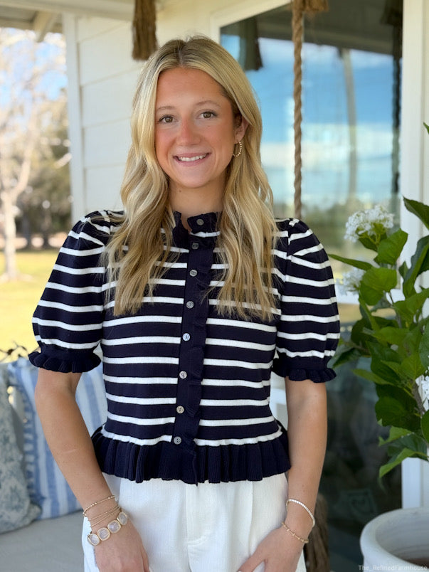 The Sail Away Stripe Top / Cardigan