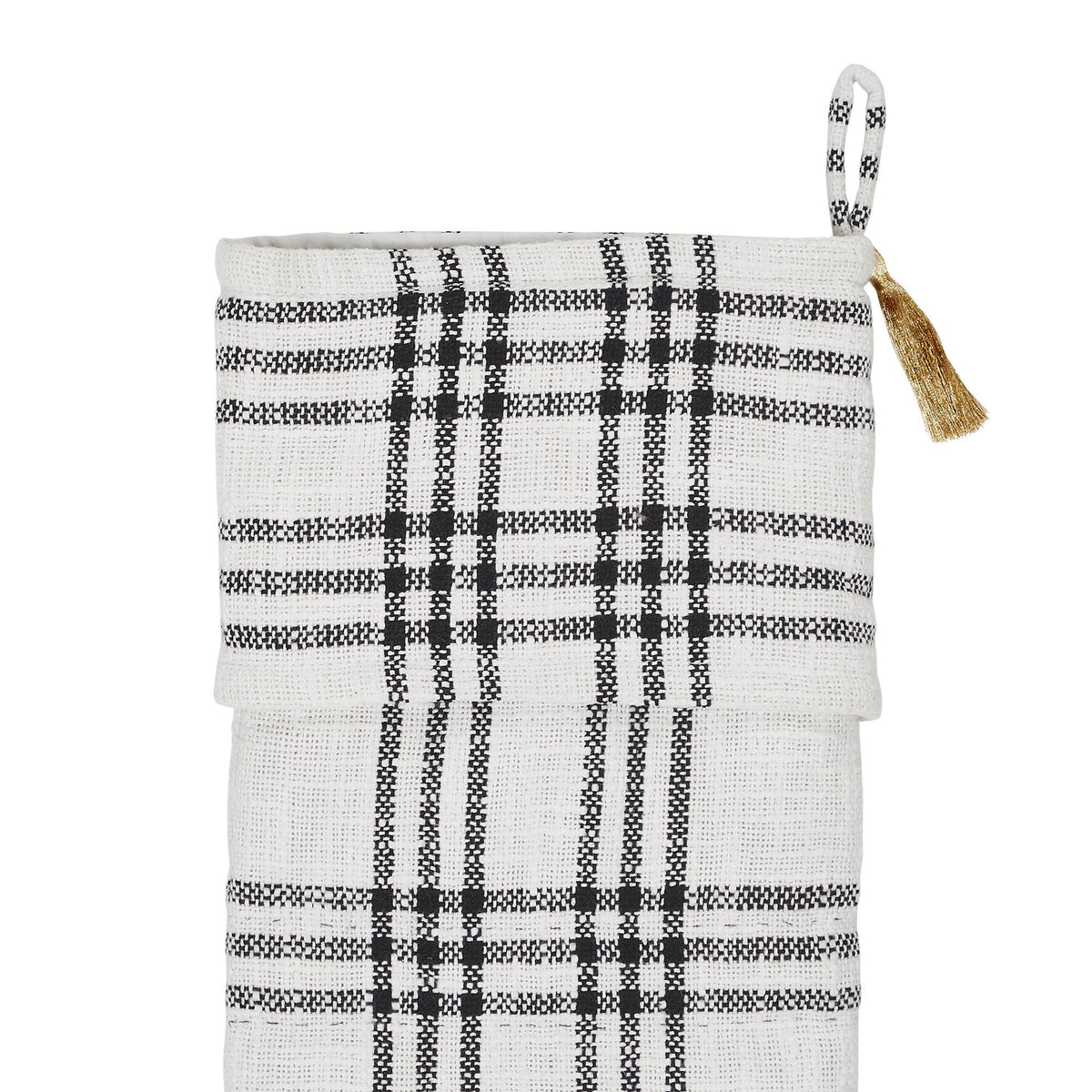 Wintergleam Black White Plaid Stocking