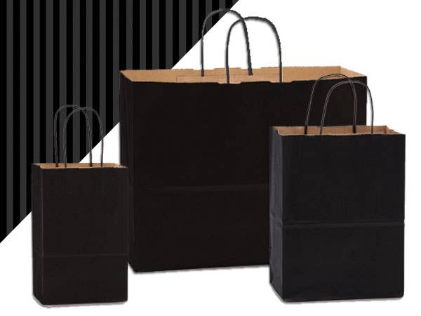 Recycled Shadow Stripe Kraft Paper Retail Shopping Bags: French Blue, 25 Pack, Vogue 16x6x13"