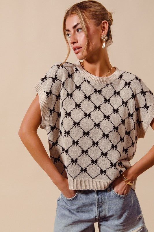 Oatmeal Bow Dolman Sweater Top