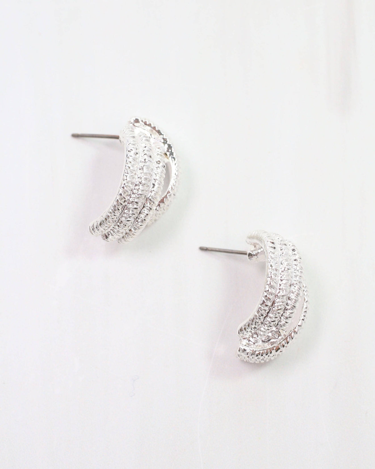 Brianne Brushed Textured Earring Silver
