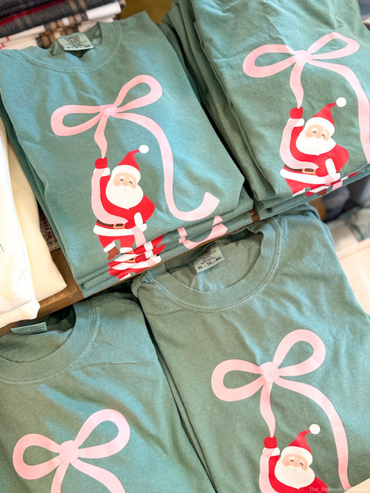 Bow & Santa Shirt | Green
