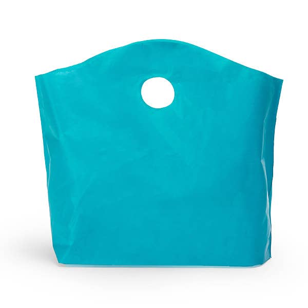 Wave Top Plastic Retail Merchandise Bags: Clear Frosted, Medium 18x15x6"