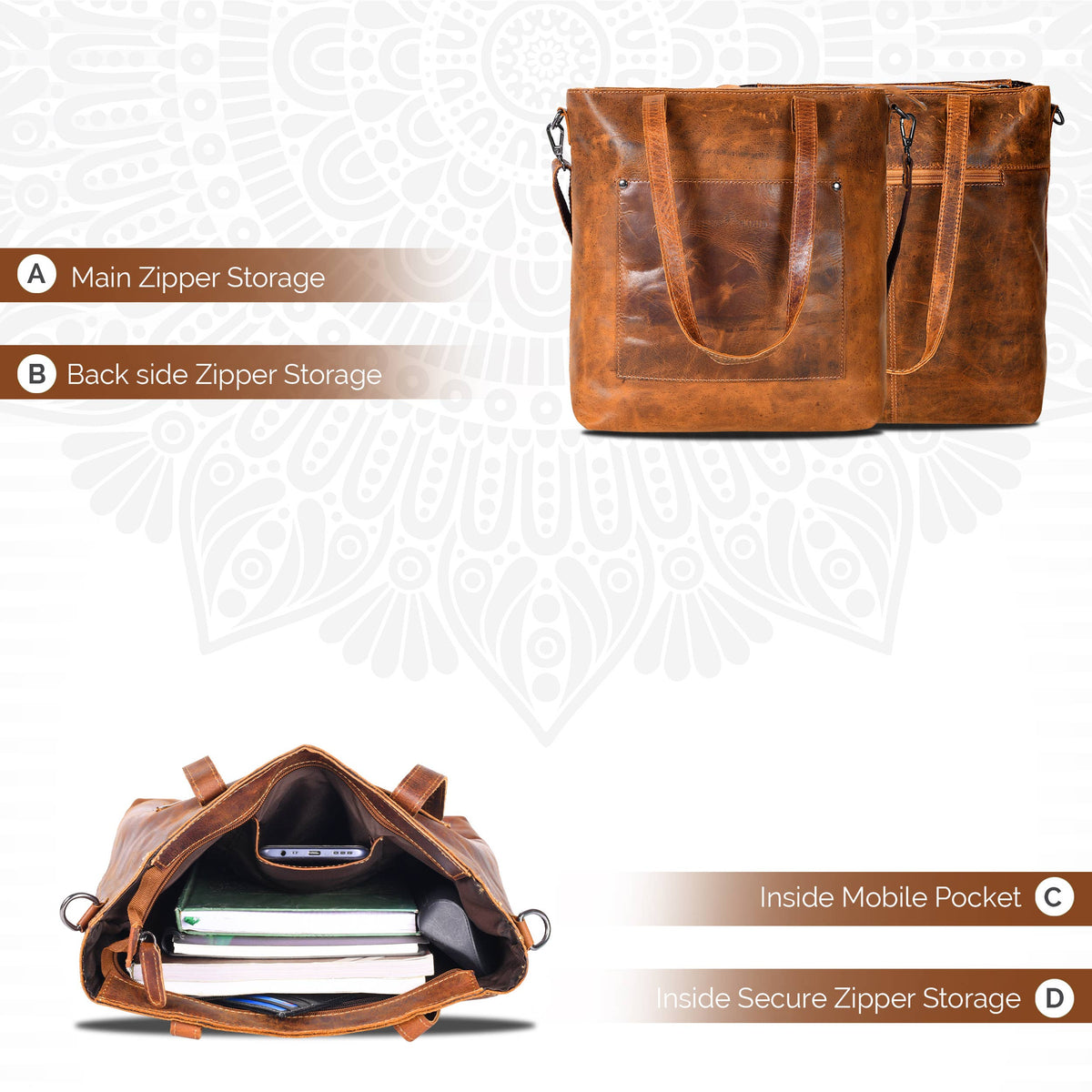 Classic Leather Tote Bag Bunbury Camal