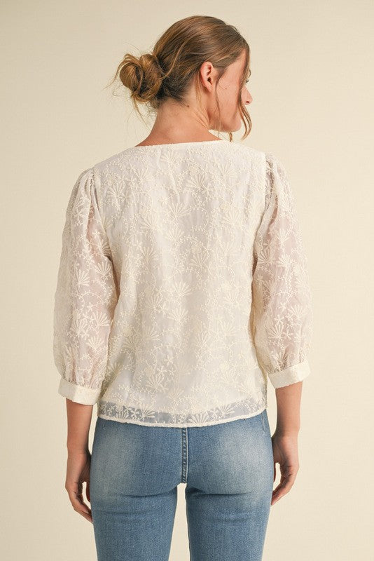 Natural Lace Bow Top