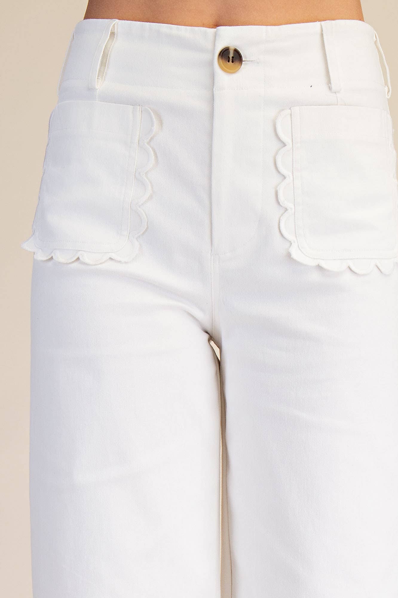 Colette Wide-Leg Scallop Pocket Pants