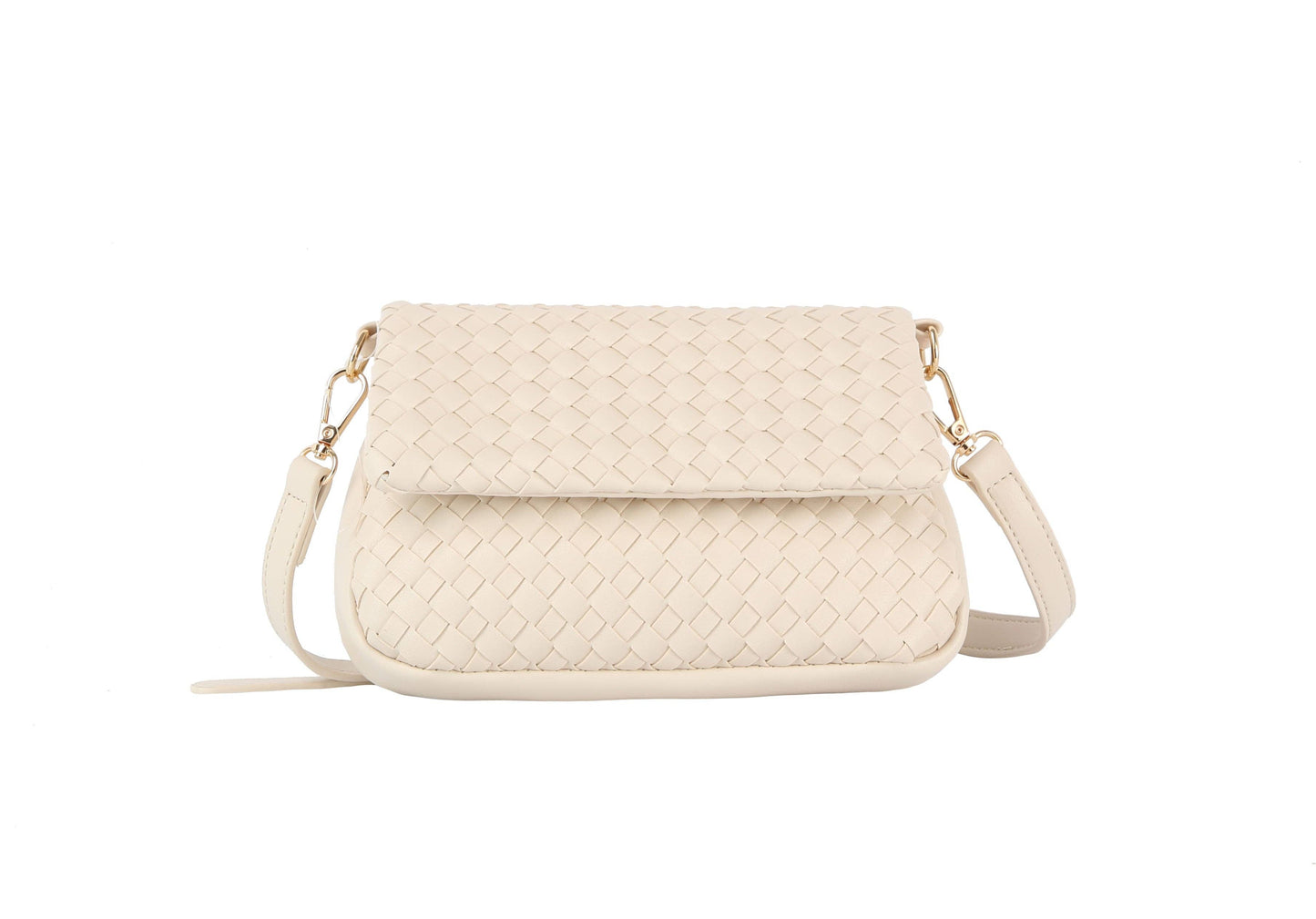 Woven flap over clutch: BEIGE