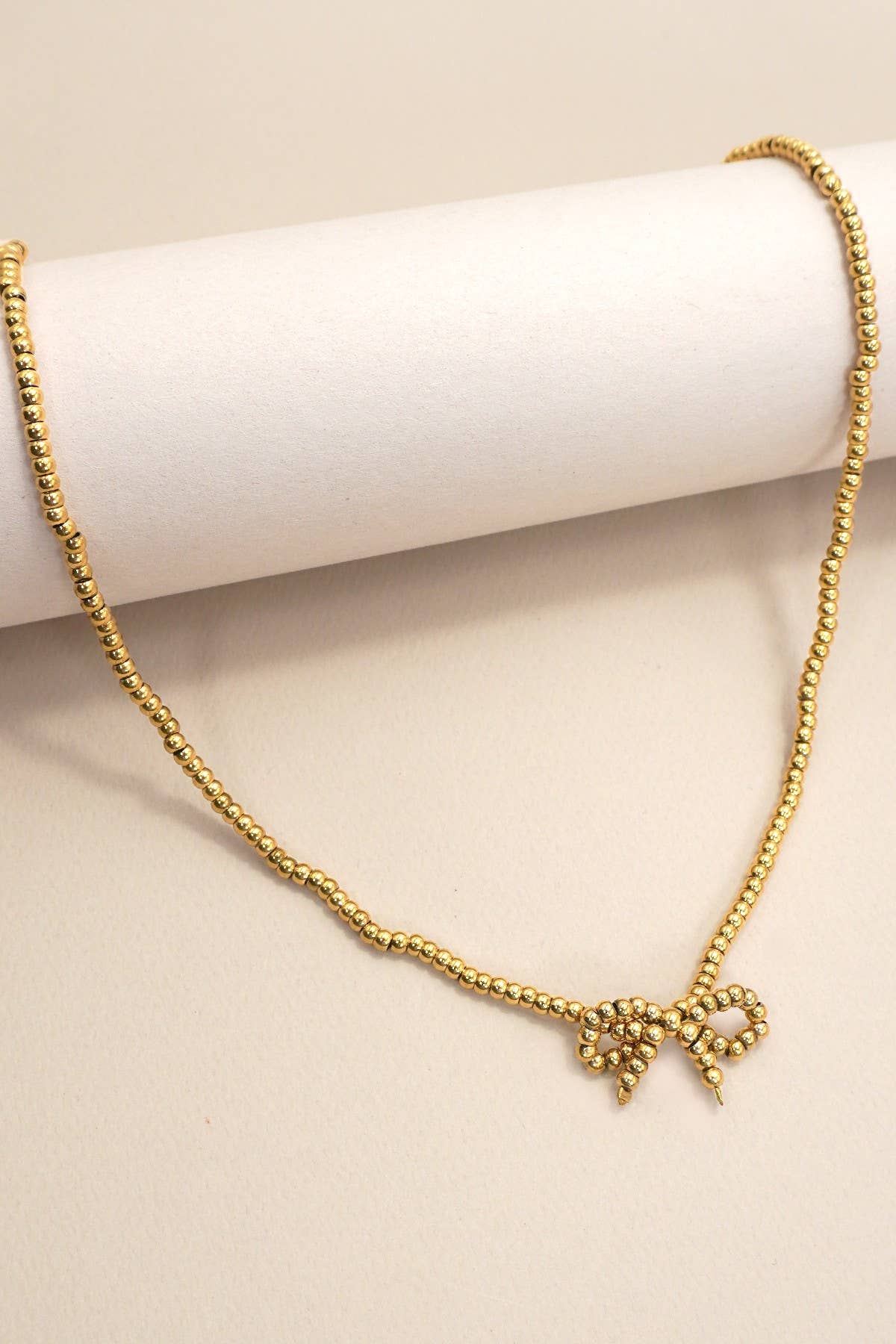 18k Stainless Steel Gold Bow Necklace