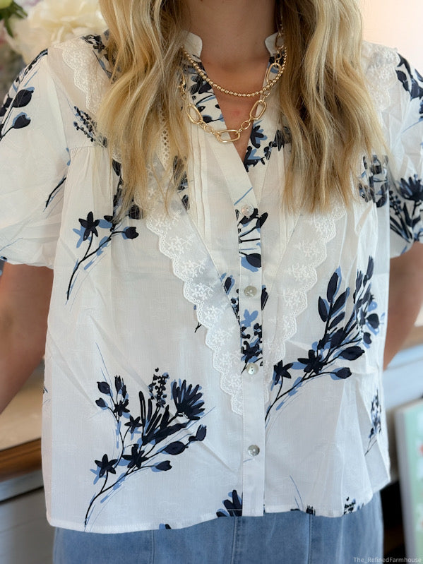 The Indigo Garden Lace Blouse