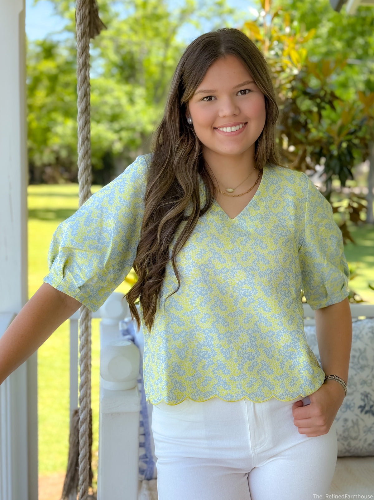 Lemon Bloom Jacquard Top
