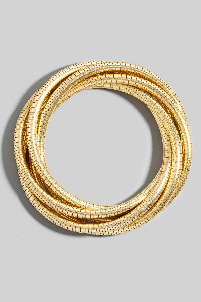 Knotted Elastic Metallic Coil Bracelet Set