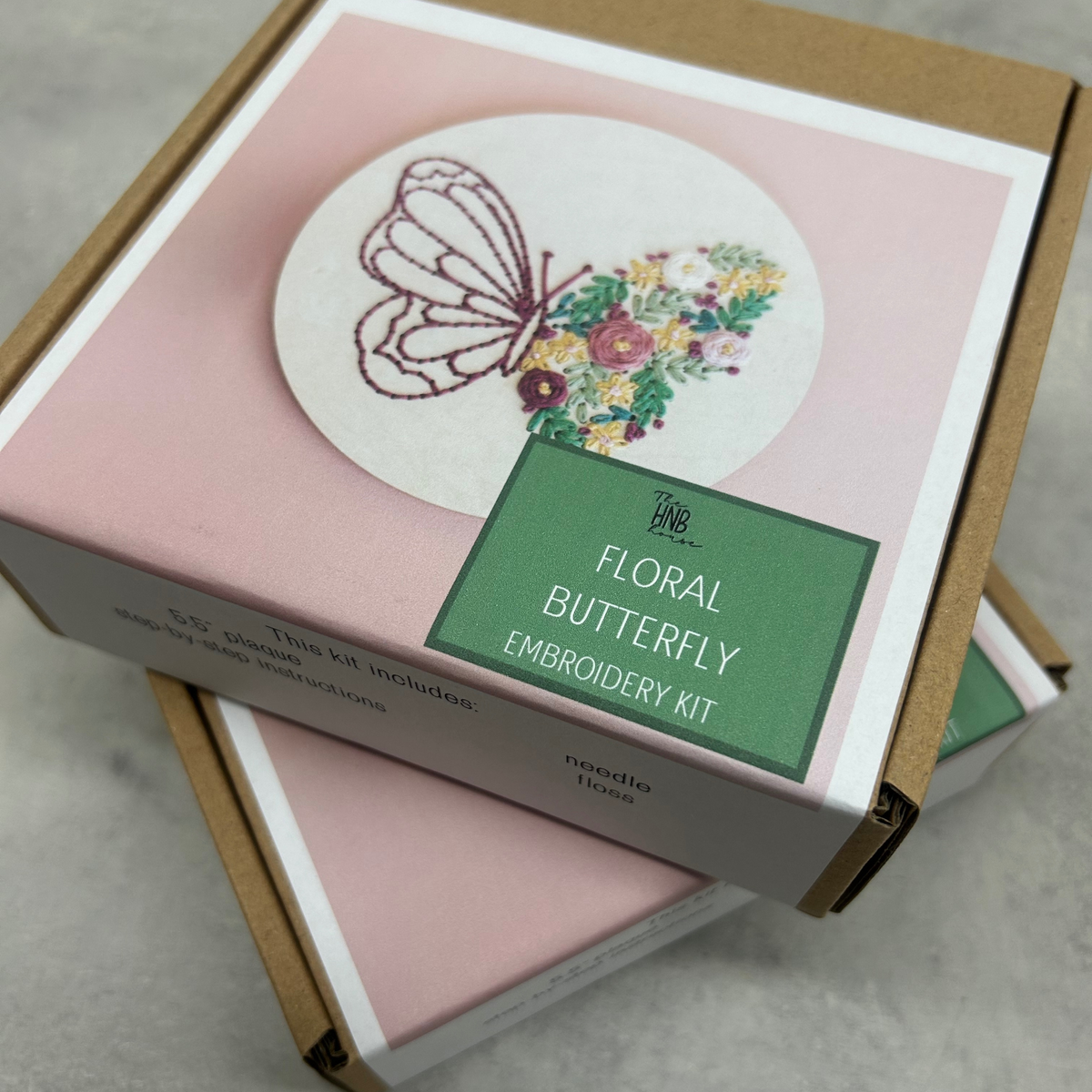 Floral Butterfly Embroidery Kit – Decorative DIY Craft: Cellophane Bag