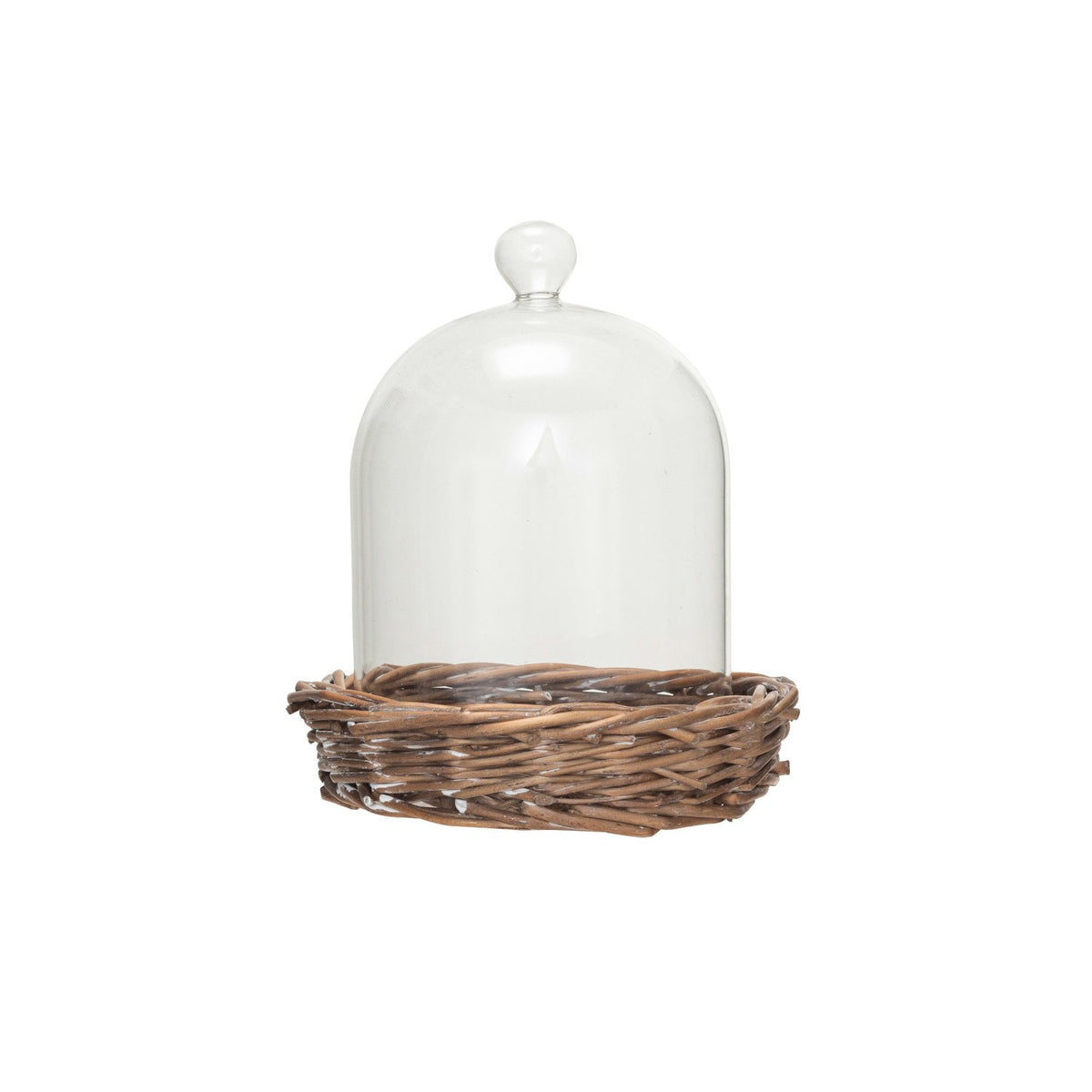 Decorative Glass Cloche w/ Woven Willow Base