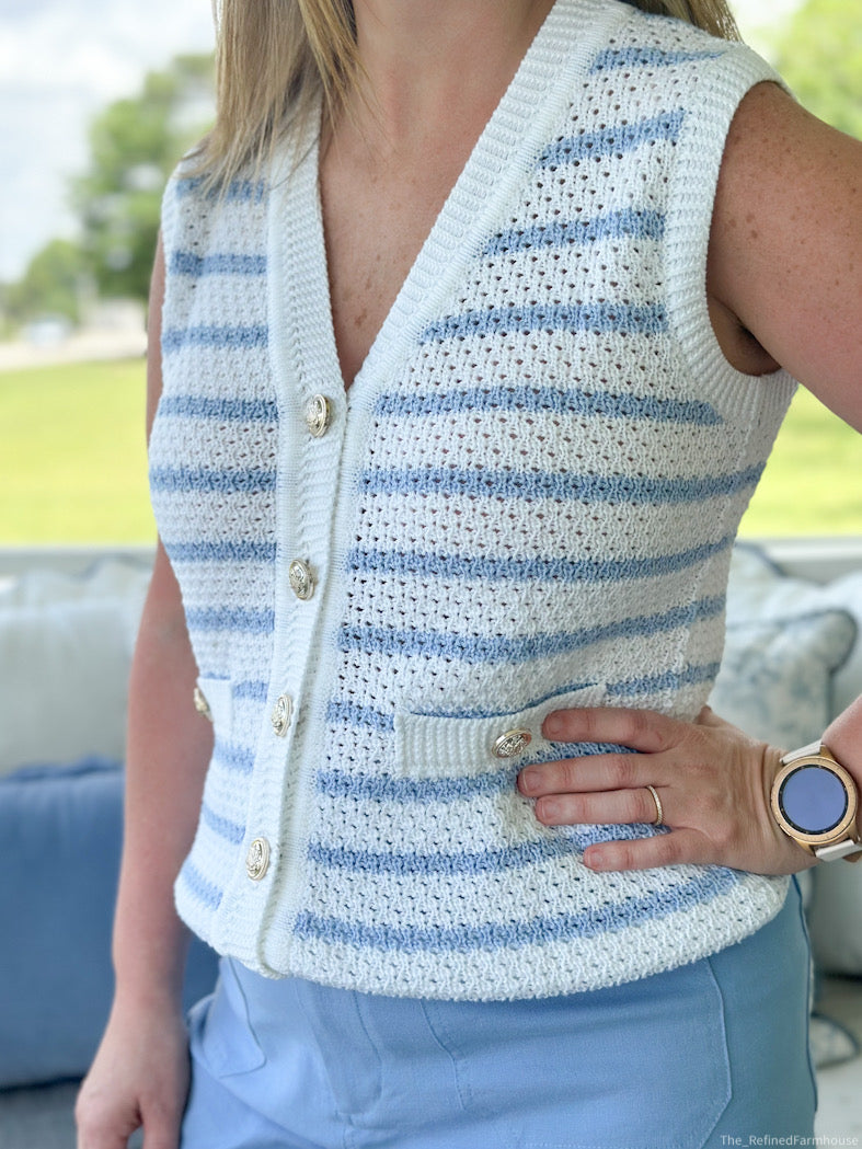 Chic Crochet V-Neck Knit Vest