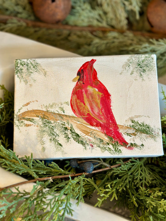 5x7 Hand painted Cardinal Painting