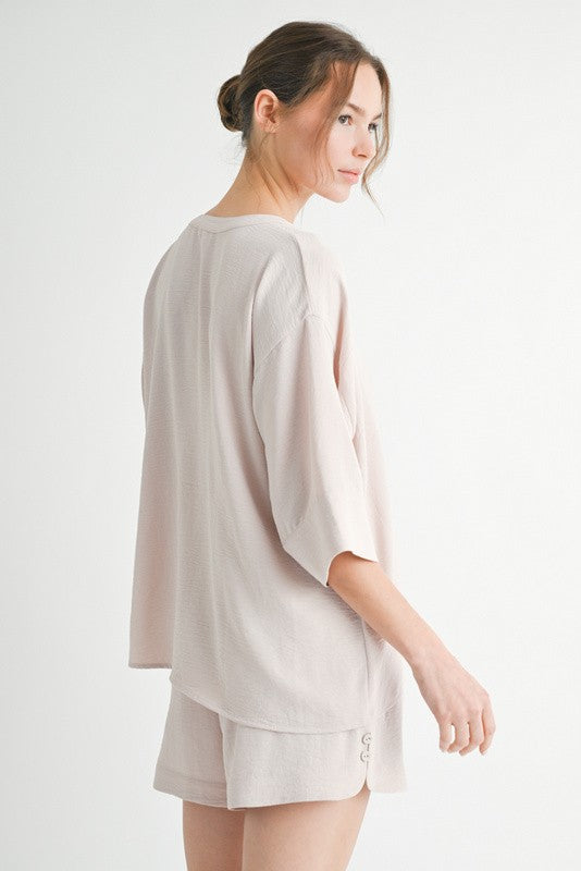 Oatmeal V-Neck Loungewear Set