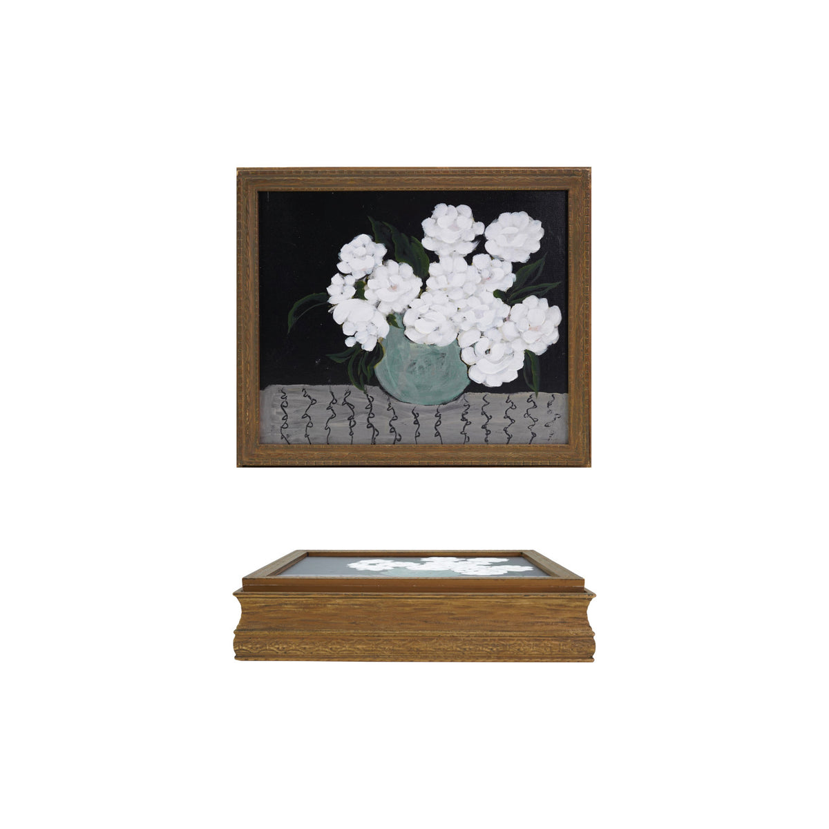 Hand-Painted Wood Box with 3 Compartments