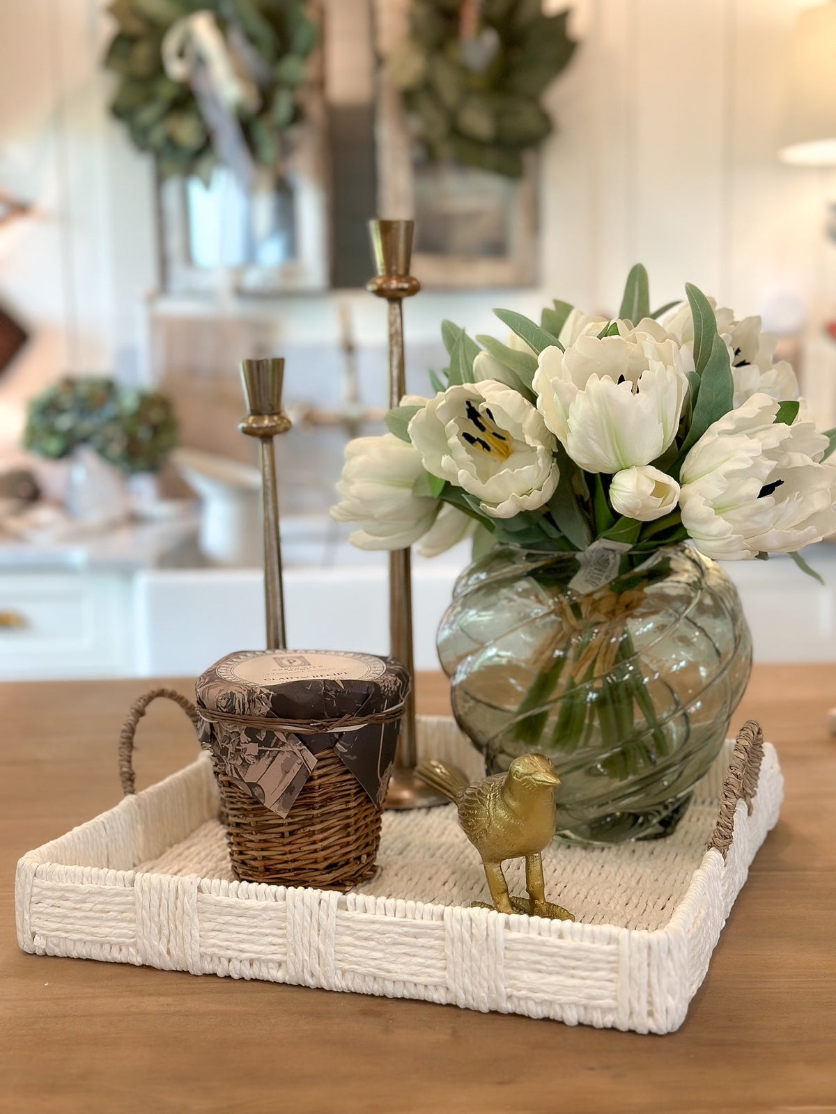 White Woven Tray