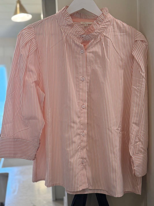 Blush Ruffle Stripe Blouse