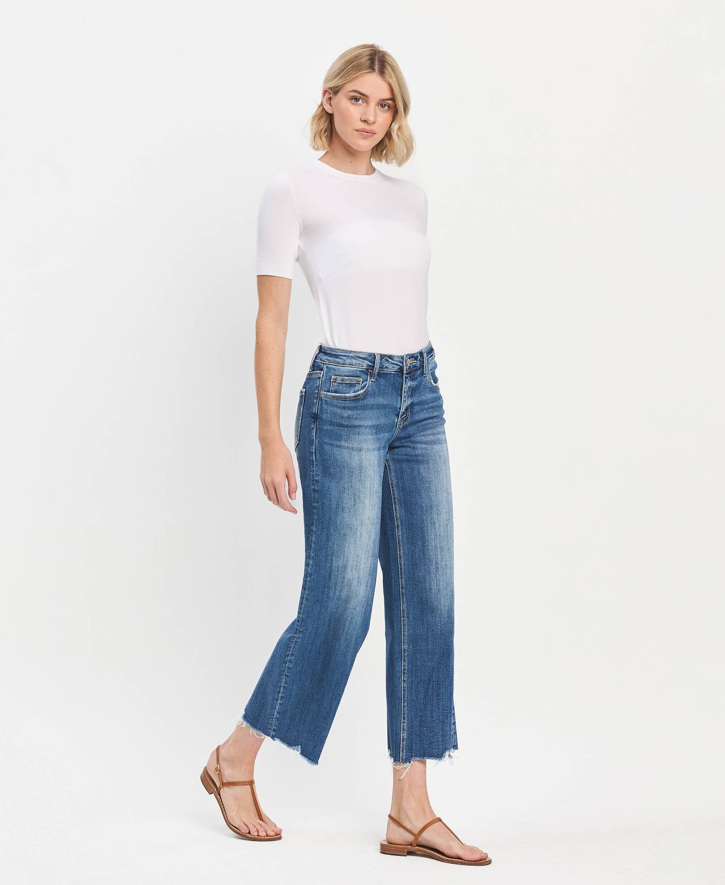 MID RISE RAW HEM WIDE JEANS-LOVERVET