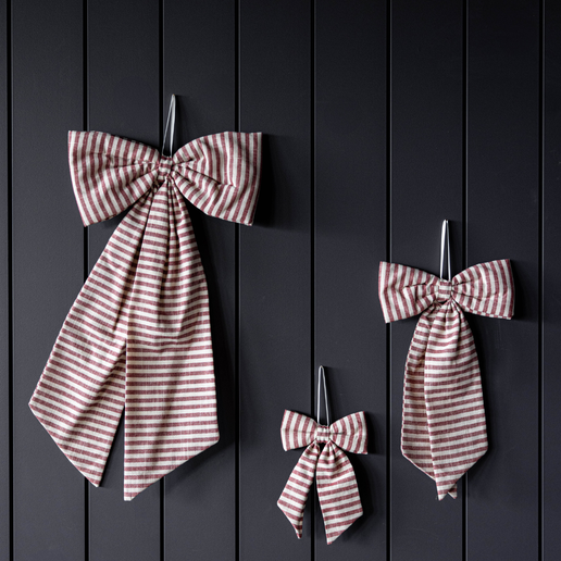 Bows Striped Cranberry Red Fabric | Large