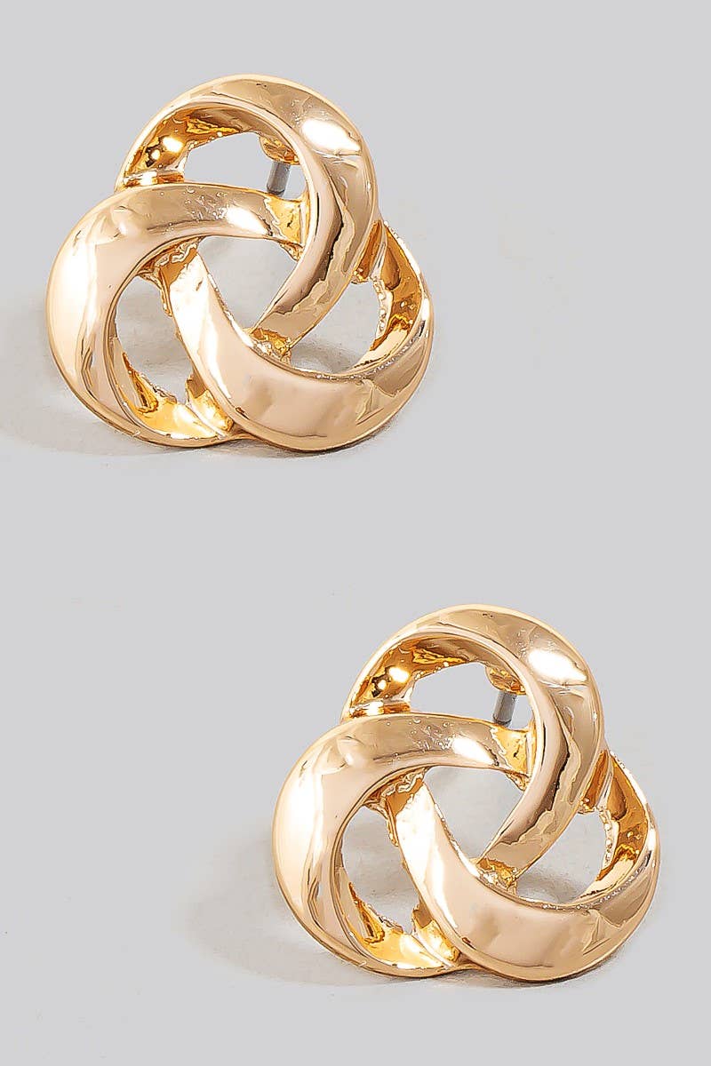 Metallic Knot Twist Stud Earrings: gold
