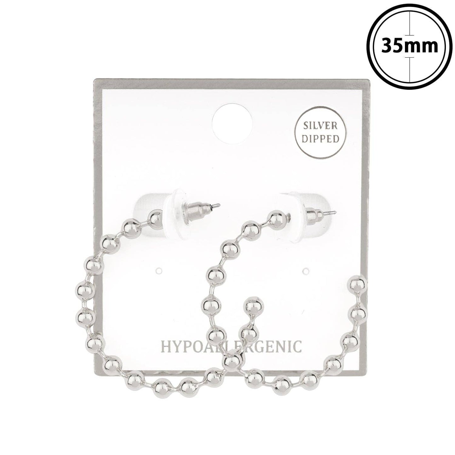Silver Metal Beaded Chain Hoop Earring