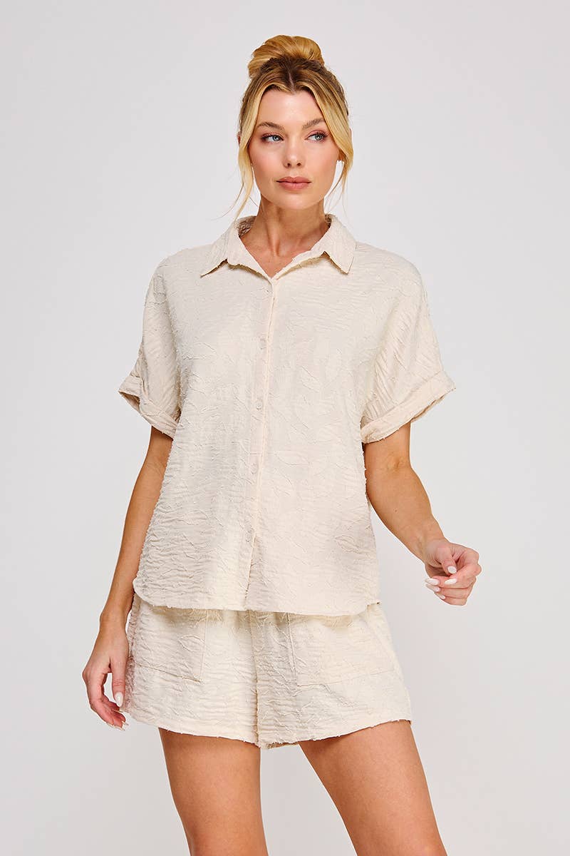 Breezy jacquard shirt: Sand, M