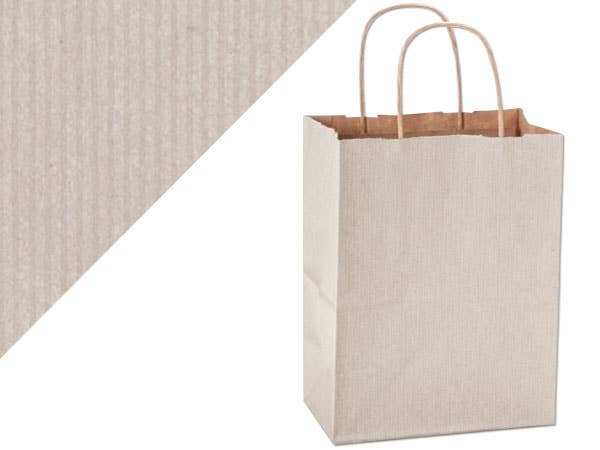 Recycled Shadow Stripe Kraft Paper Retail Shopping Bags: French Blue, 25 Pack, Vogue 16x6x13"