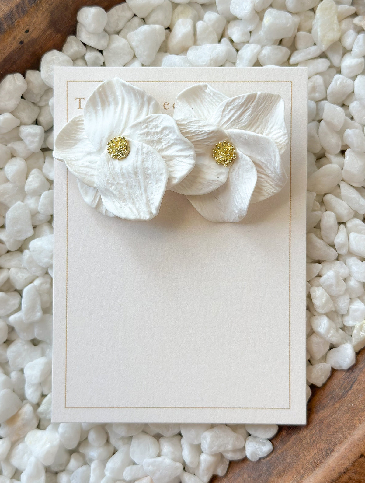 White Flower Petal Clay Earrings