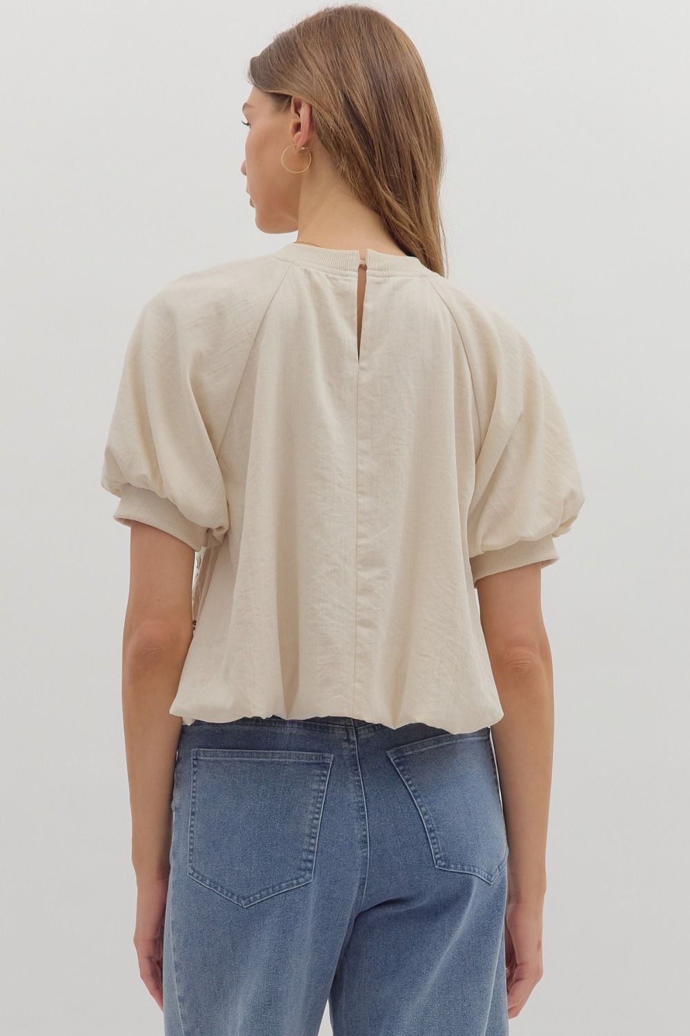 Golden Stitch Puff Sleeve Top