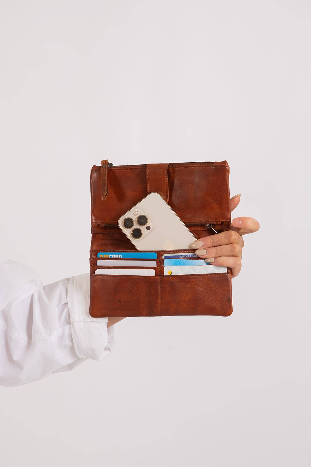 Leather Wallet Cyndy: Cognac