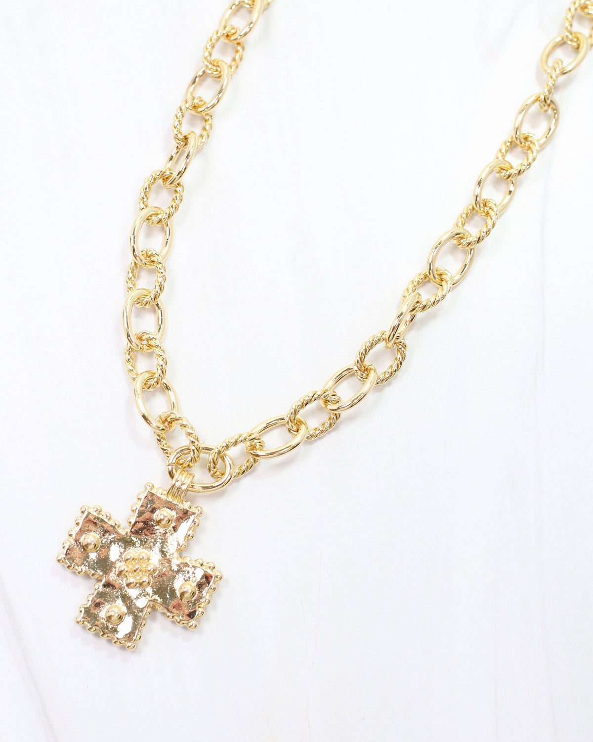 Murray Cross Charm Necklace Gold