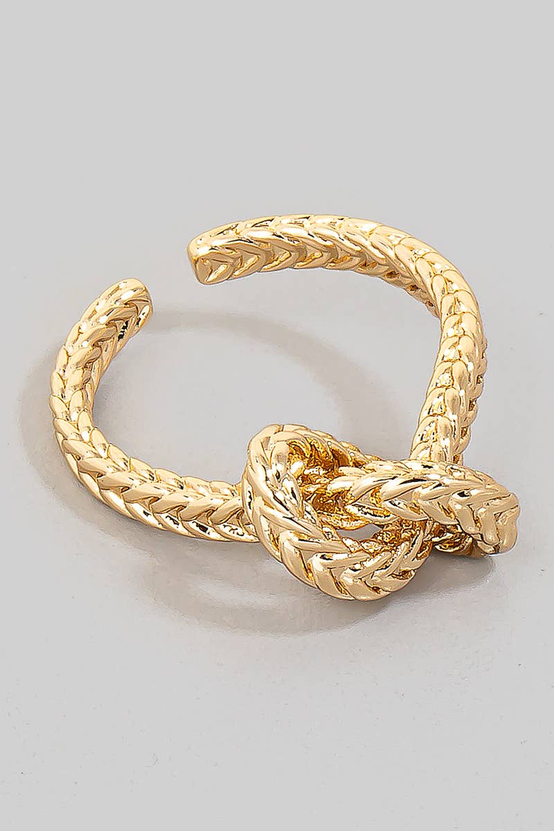 Textured Metallic Knot Open Band Ring: GD