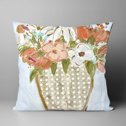 "Basket Weave with Flowers" on 18'X18" Pillow
